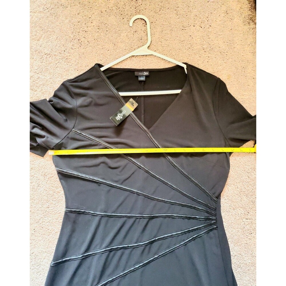 East 5th Black Dress Size L Narrow Black Ribbon Detail For Faux Wrap Look Unworn - Picture 6 of 8